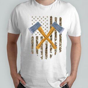 USA Flag Never Underestimate An Old Man With An Axe Shirt Patriotic Lumberjack92